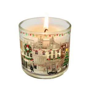 Christmas Village Scented Candle – Festive Holiday Street Scene in a Jar