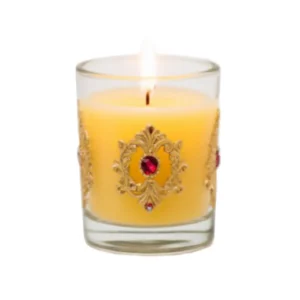 Hand-Poured Aromatherapy Candle with Decorative Gold & Ruby Design